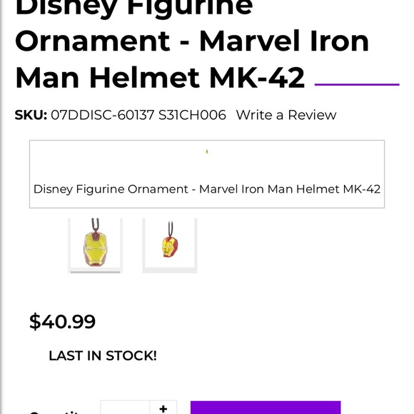 10 Disney Figurine Ornament - Marvel Iron Man Helmet MK-42 - Picture 10 of 10